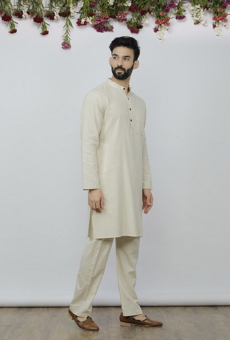 Set of 2: Safeda Cotton Kurta and Pyjama