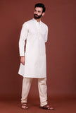 Set of 2 - Off-white Malmal Kurta Pyjama Set