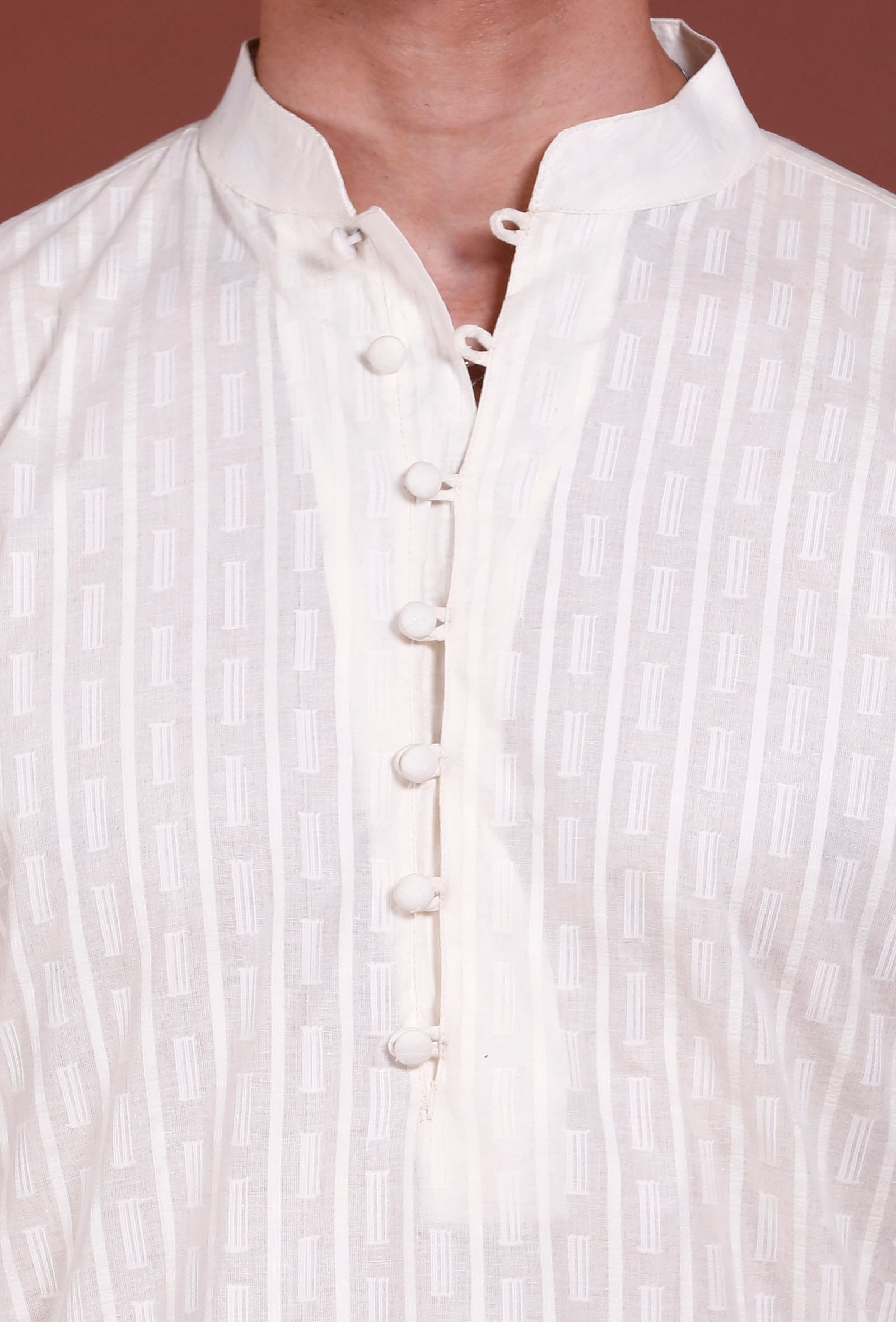 Set of 2 - Off-white Malmal Kurta Pyjama Set