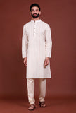 Set of 2 - Offwhite Lurex Malmal Kurta Pyjama Set