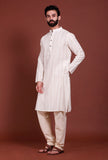 Set of 2 - Offwhite Lurex Malmal Kurta Pyjama Set