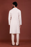 Set of 2 - Offwhite Lurex Malmal Kurta Pyjama Set