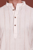 Set of 2 - Offwhite Lurex Malmal Kurta Pyjama Set
