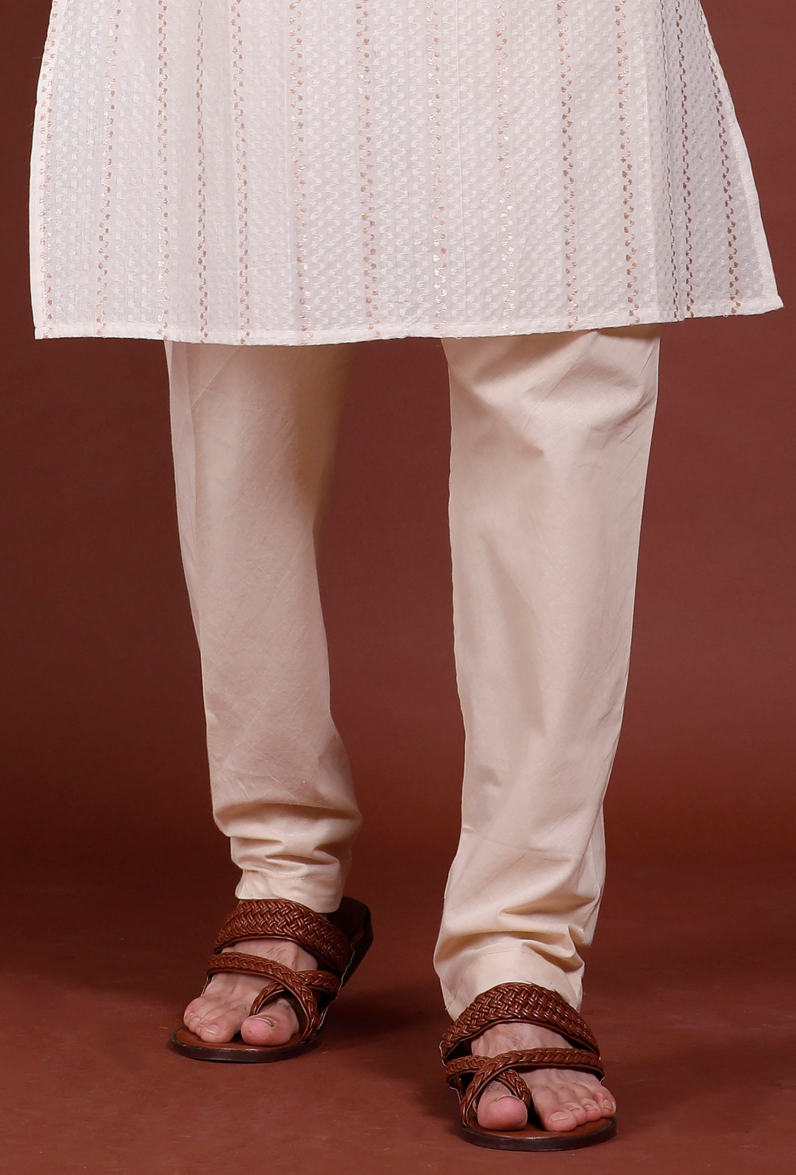 Set of 2 - Offwhite Lurex Malmal Kurta Pyjama Set