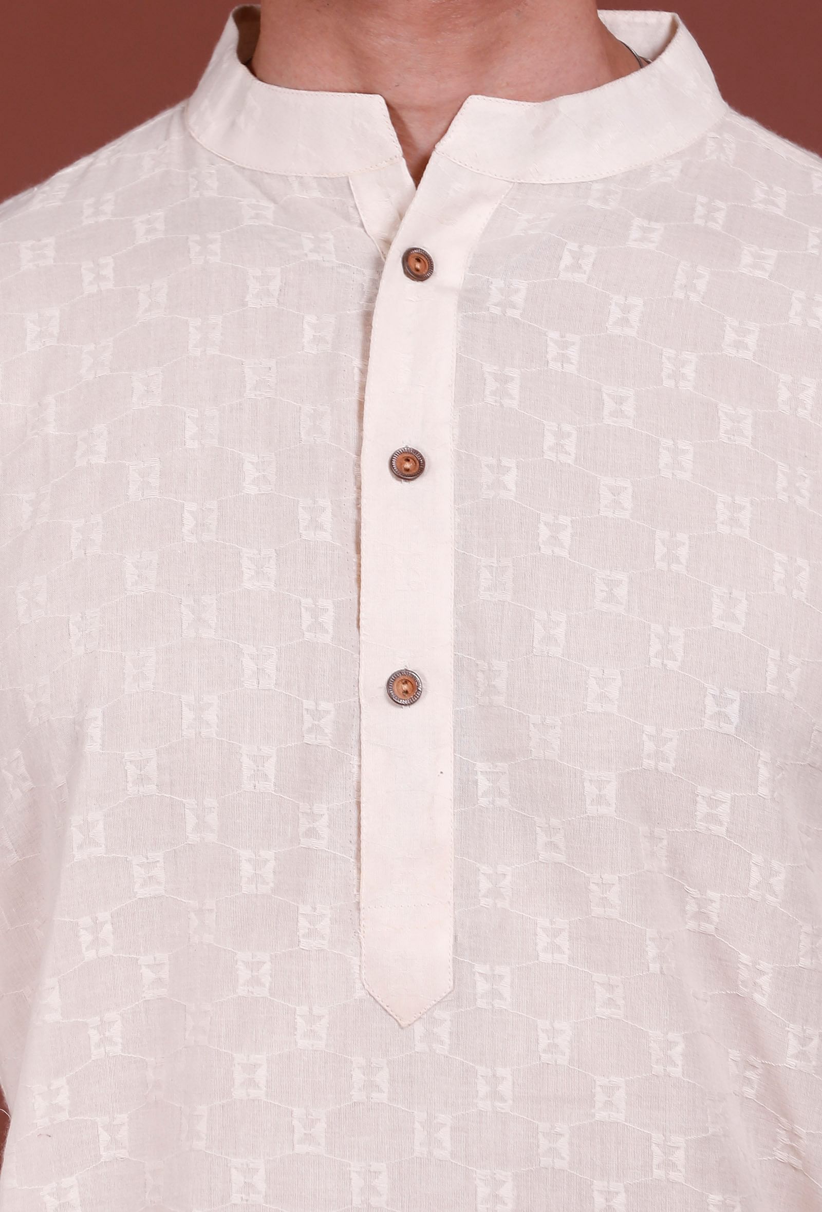 Set of 2 - Offwhite Brick Malmal Kurta Pyjama Set
