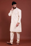 Set of 2 - Off white Buti Malmal Kurta Pyjama Set