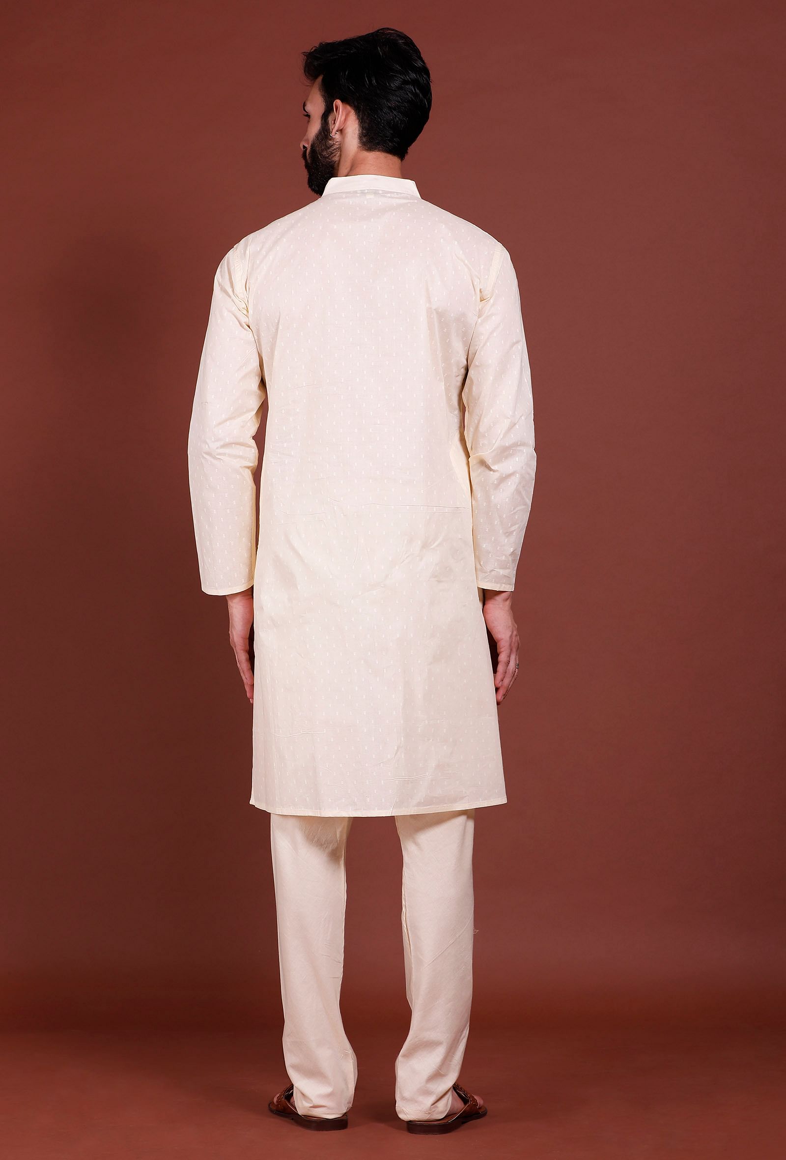 Set of 2 - Off white Buti Malmal Kurta Pyjama Set