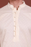 Set of 2 - Off white Buti Malmal Kurta Pyjama Set