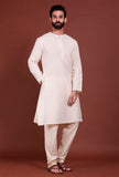 Set of 2 - Off white Diamond Malmal Kurta Pyjama Set