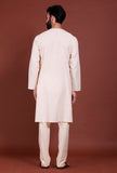Set of 2 - Off white Diamond Malmal Kurta Pyjama Set