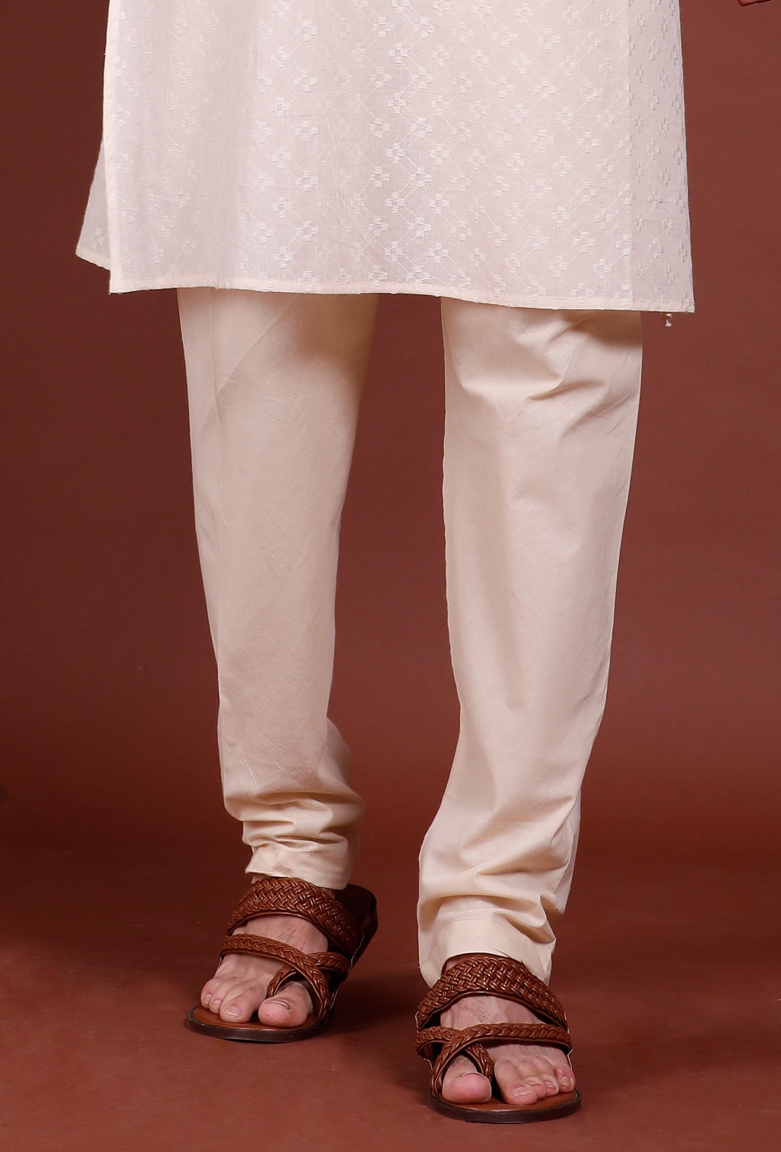 Set of 2 - Off white Diamond Malmal Kurta Pyjama Set