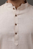 Frost White Cotton Silk Check Kurta