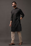 Black Mandarin Collar Kurta - Classic Men’s Fashion