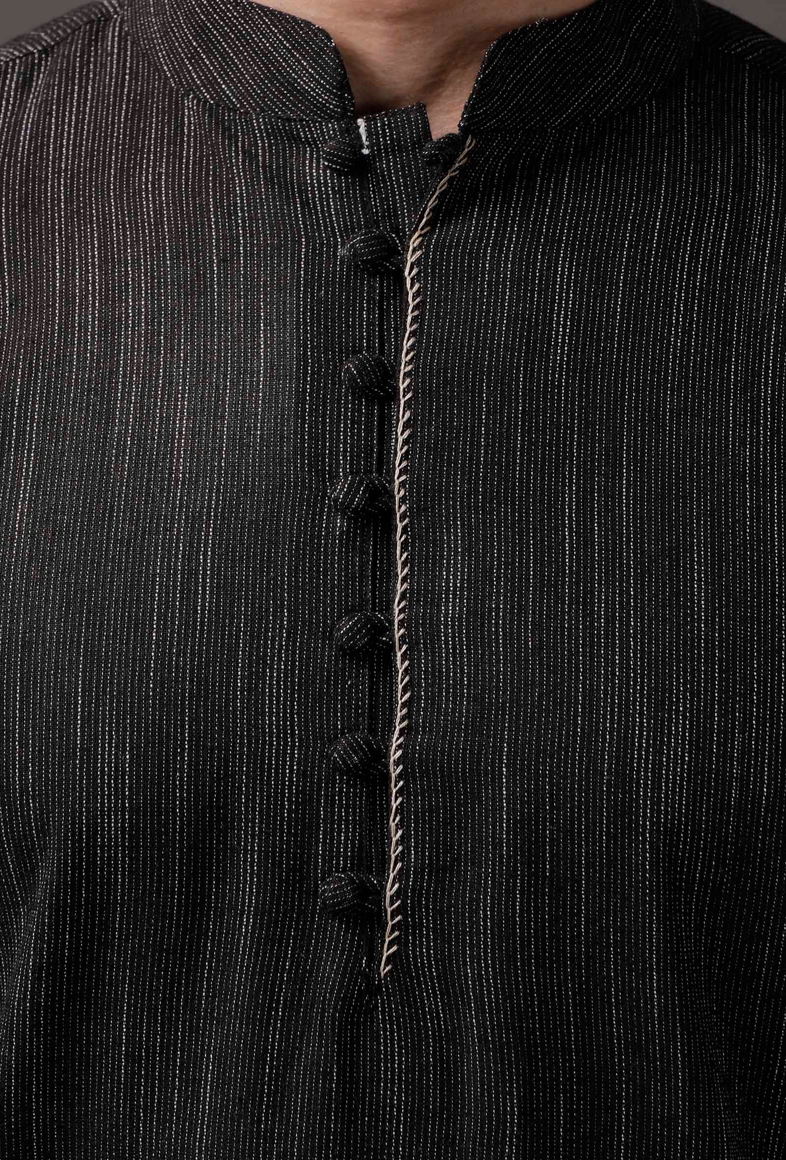 Full-Sleeved Black Kurta