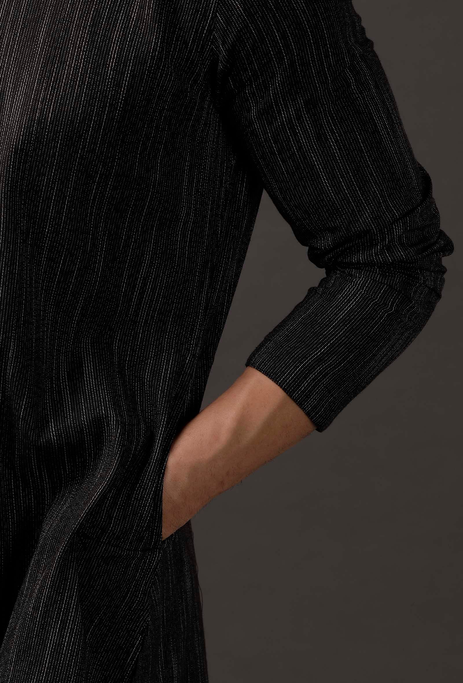 Woven Cotton Black Kurta - Premium Ethnic Wear