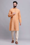 Set of 2: Peach Orange Cotton Kurta Pyjama