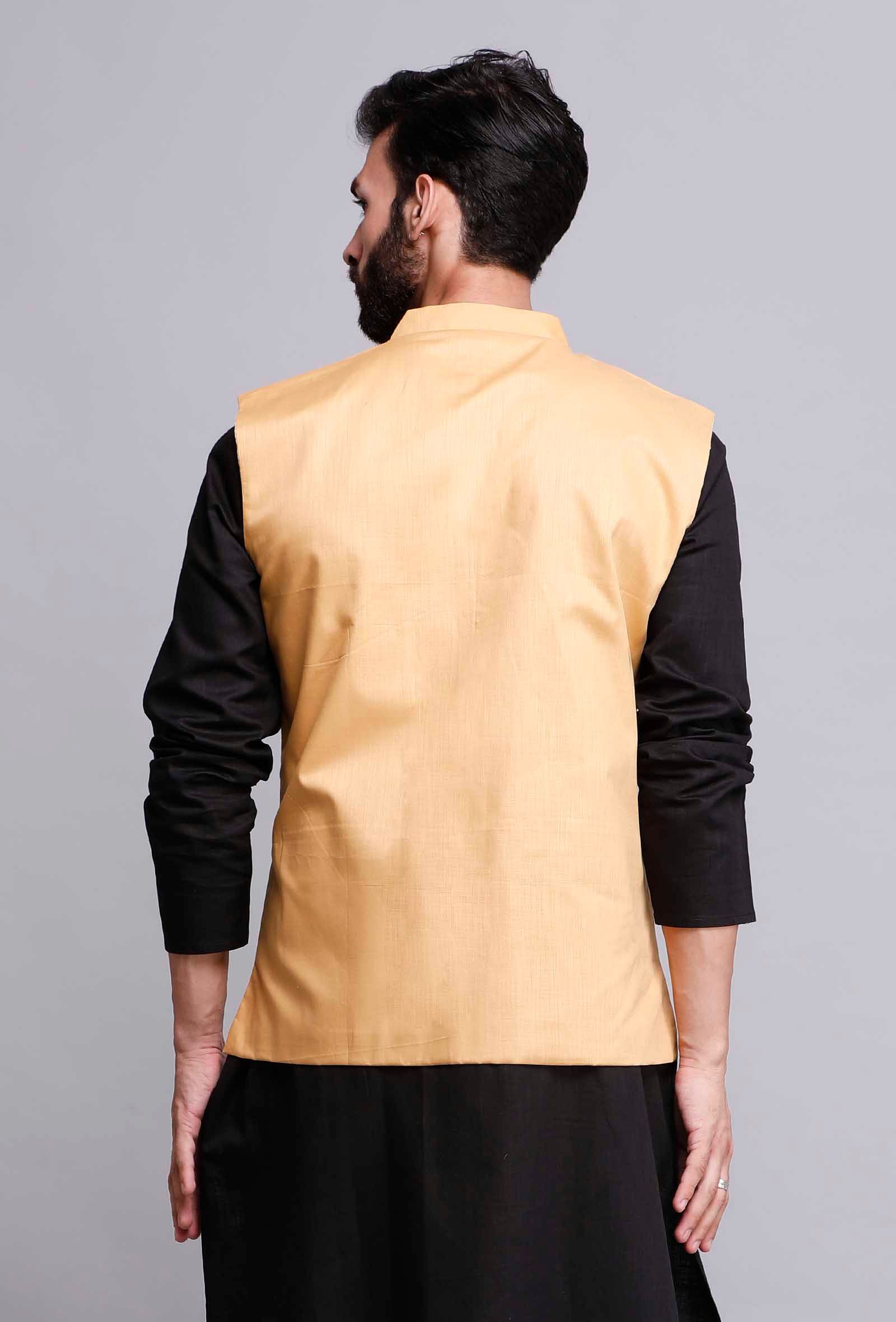 Beige Cotton Nehru Jacket