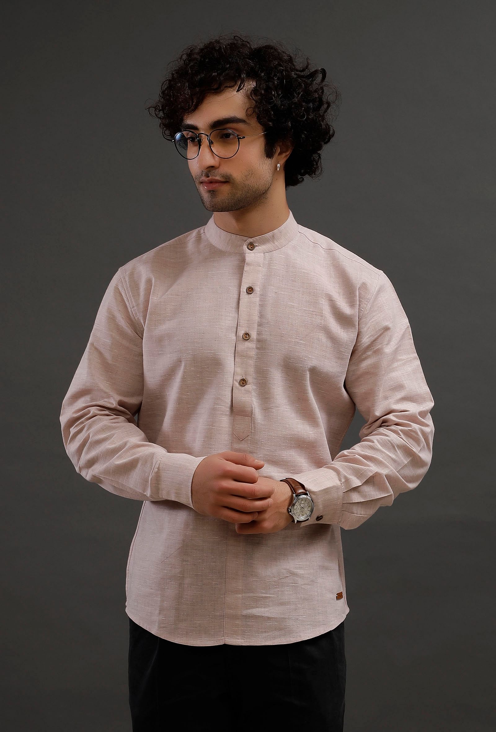 Pastel Pink Cotton Slim Fit Shirt