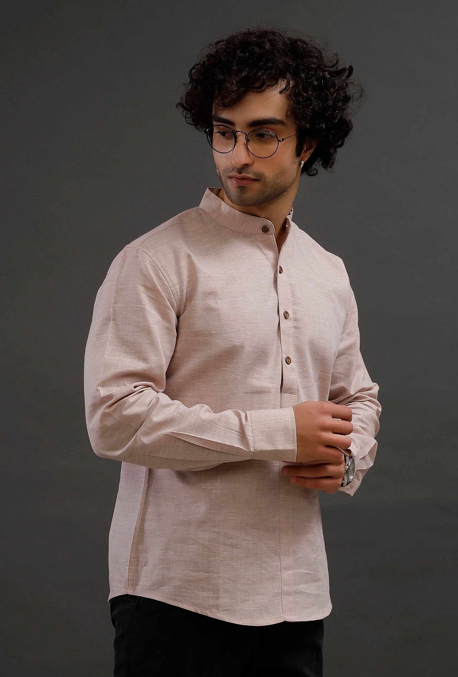 Pastel Pink Cotton Slim Fit Shirt