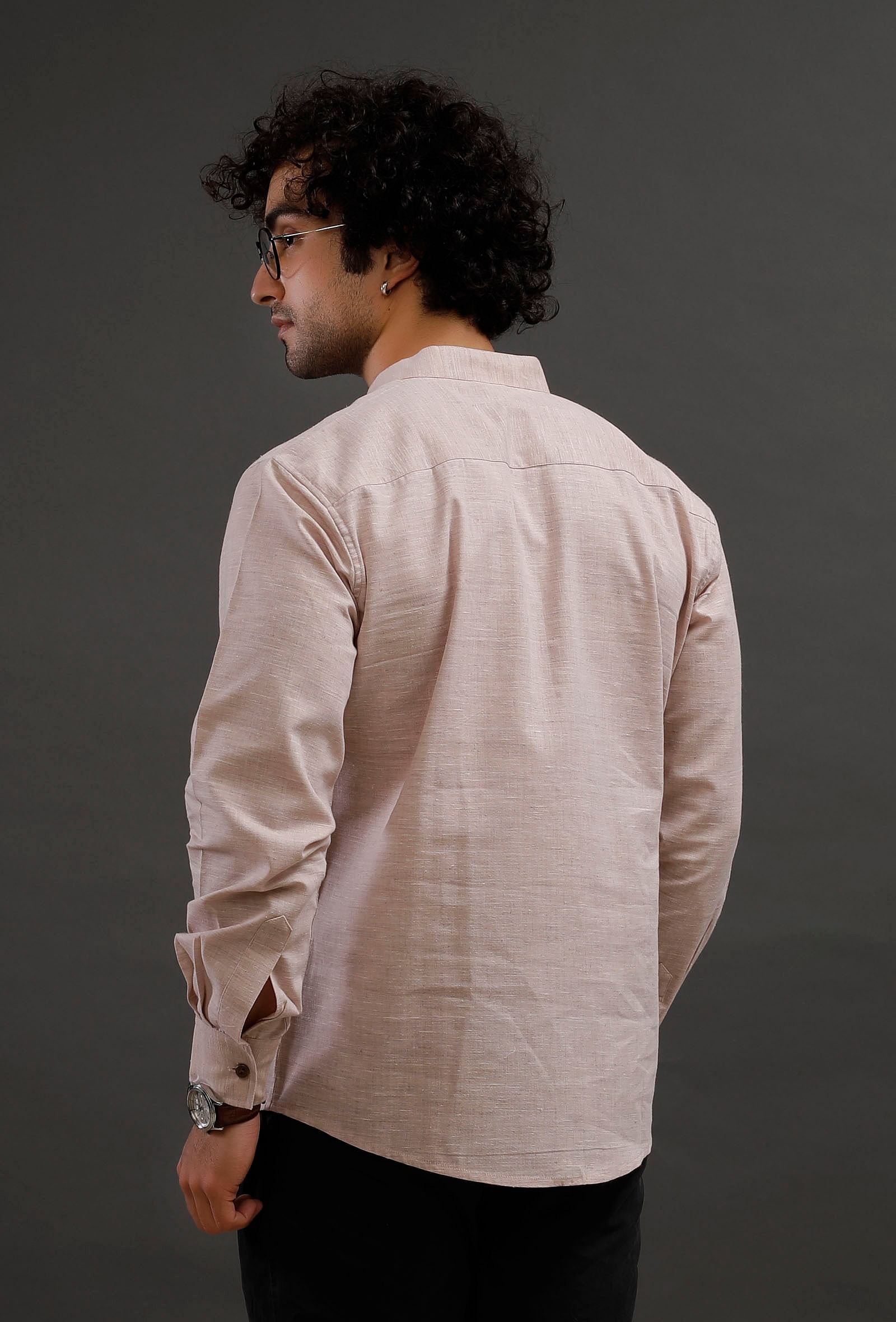 Pastel Pink Cotton Slim Fit Shirt