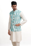 Ice Blue Ikat Nehru Jacket