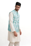 Ice Blue Ikat Nehru Jacket