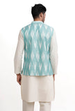 Ice Blue Ikat Nehru Jacket