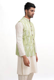 Lemon Green Ikat Nehru Jacket