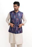 Azure Blue Ikat Nehru Jacket