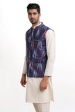 Azure Blue Ikat Nehru Jacket