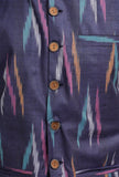 Azure Blue Ikat Nehru Jacket