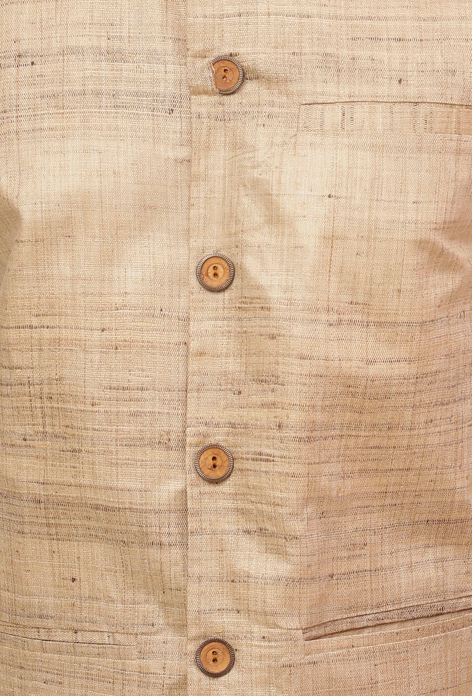 Chiffon Cream Matka Silk Nehru Jacket