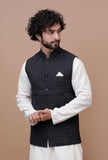 Black Check Woolen Nehru Jacket