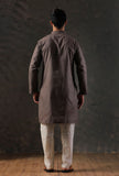 Charcoal Grey Silk Kurta with Cotton Pyjama