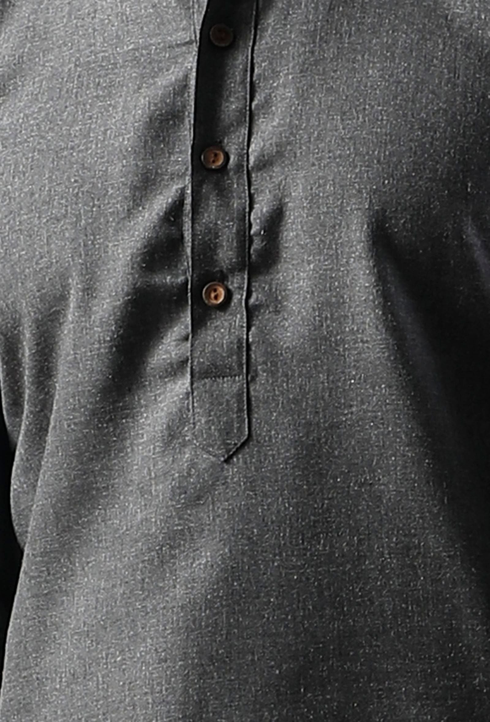 SET Of 2: Steel Grey Silk Kurta with Cotton Pyjama