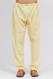 Set of 2: Yellow Dobby Button Down Kurta and Pajama