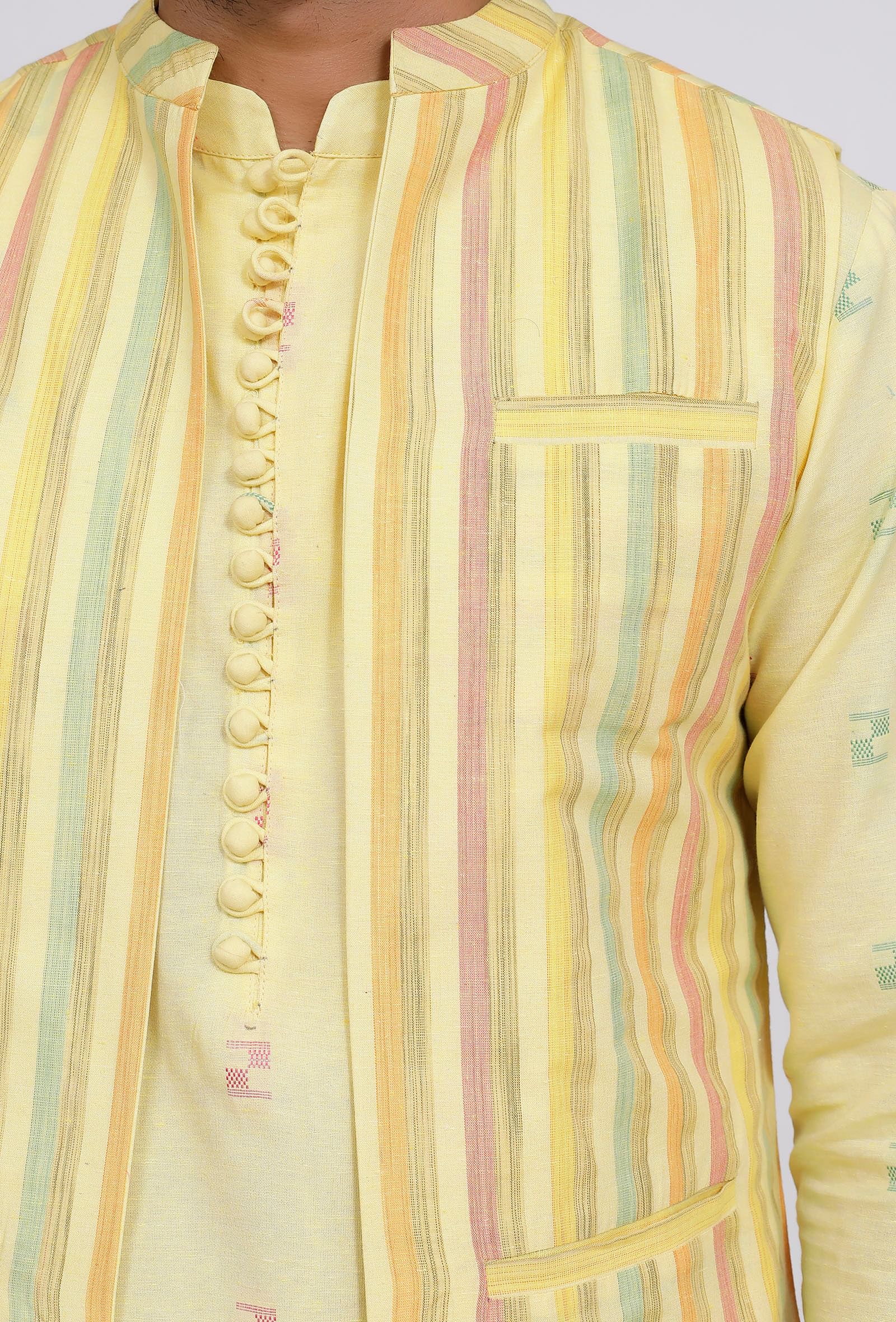Yellow Stripe Nehru Jacket