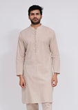 Beige Cotton Button Down Kurta