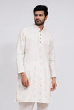 White Dobby Button Down Kurta