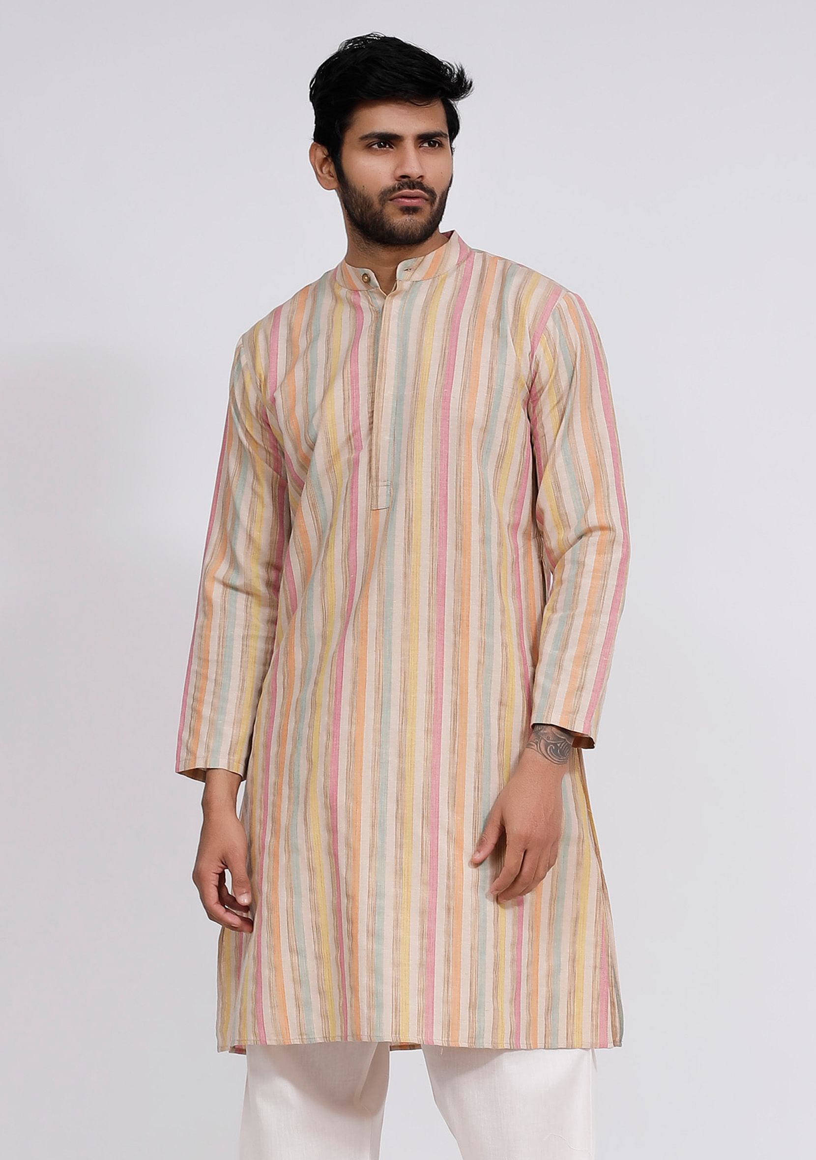 Beige Stripe Kurta