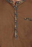 Peanut Brown Ajrakh Handcrafted Cotton Shirt