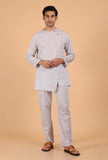Grey Cotton Mulmul Short Kurta and Pant