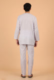 Grey Cotton Mulmul Short Kurta and Pant