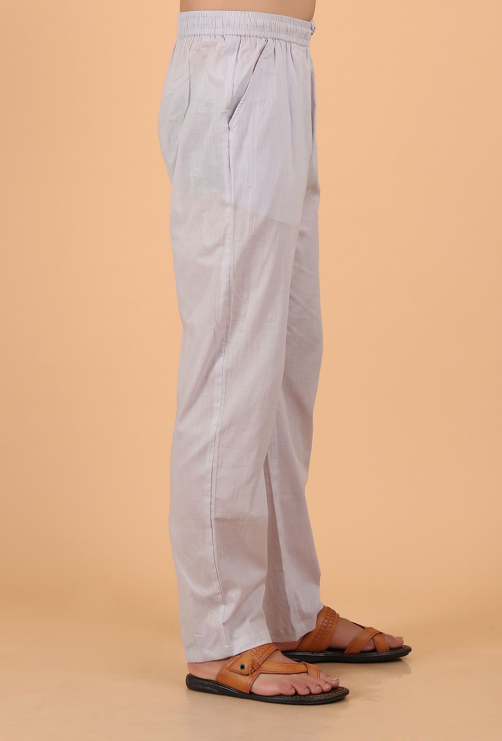 Grey Cotton Mulmul Short Kurta and Pant