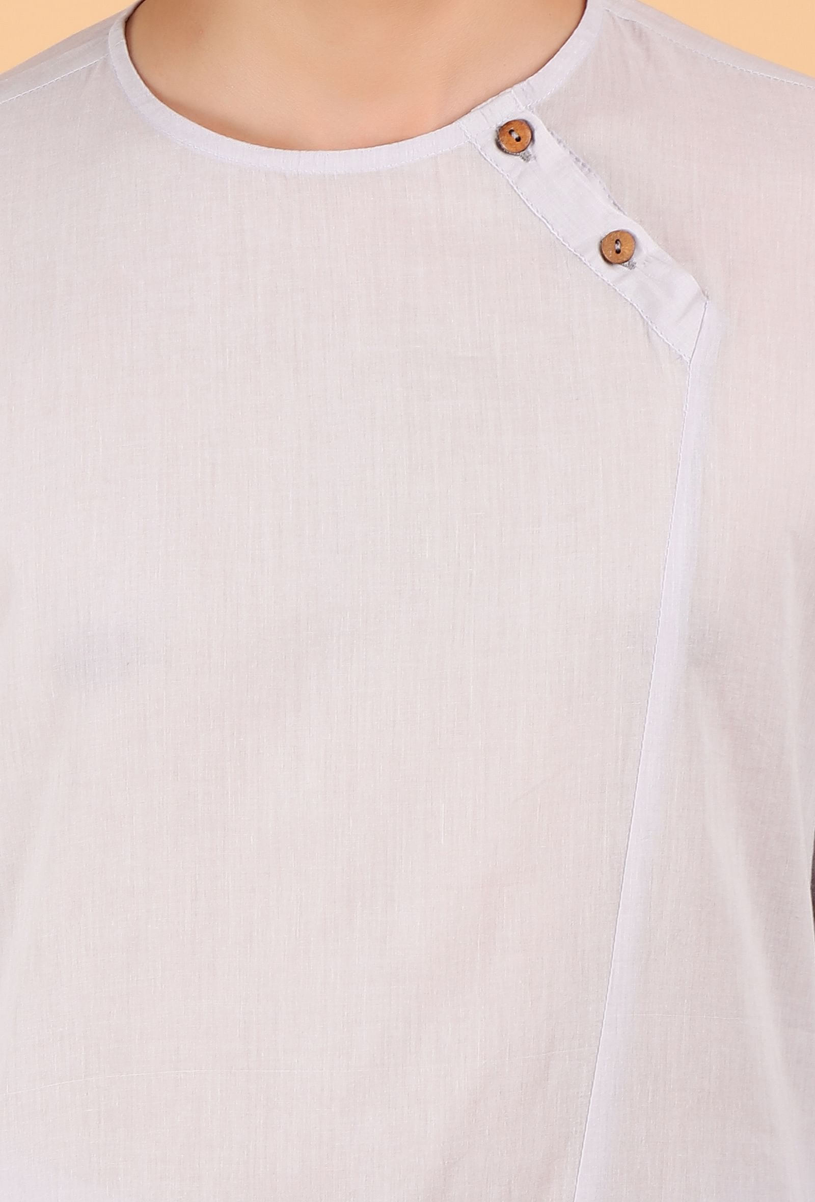 Grey Cotton Mulmul Short Kurta and Pant