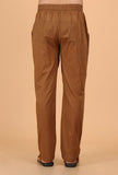 Tan Brown Cotton Mulmul Mid-Length Kurta & Pant