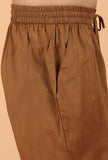 Tan Brown Cotton Mulmul Mid-Length Kurta & Pant