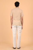 Cream Cotton Mulmul Short Kurta & White Pant