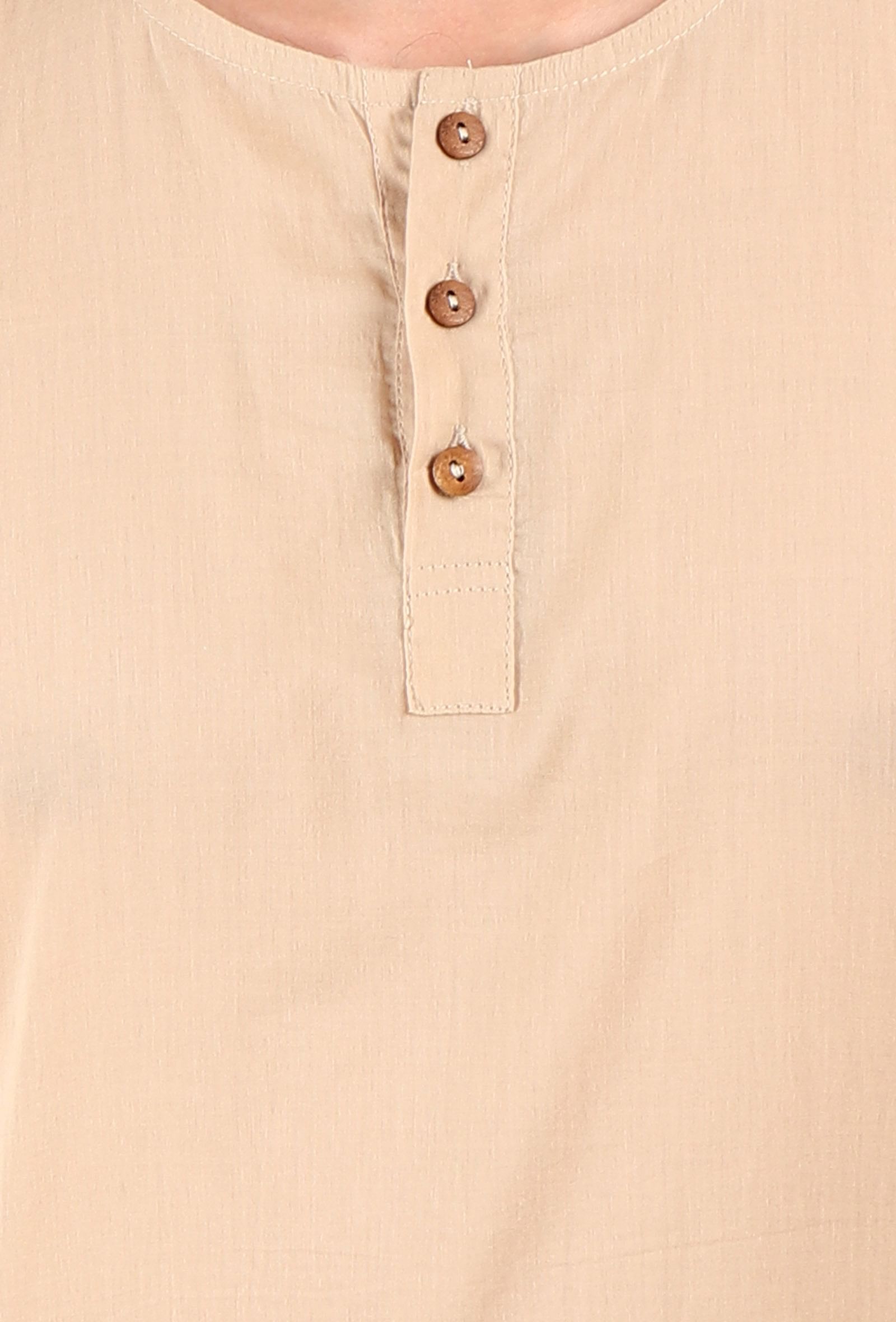 Cream Cotton Mulmul Short Kurta & White Pant
