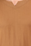 Tan Brown Cotton Mulmul Short Kurta & White Pant